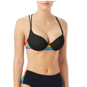 CoCo Rave Black Rainbow pushup bikini top 34B/C